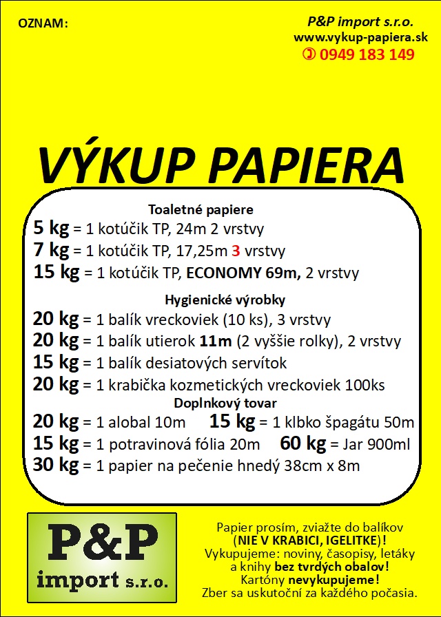 Leták výkup papiera